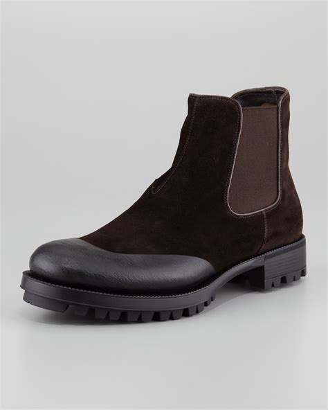 prada rubber cap chelsea boot|Prada Chelsea boots suede.